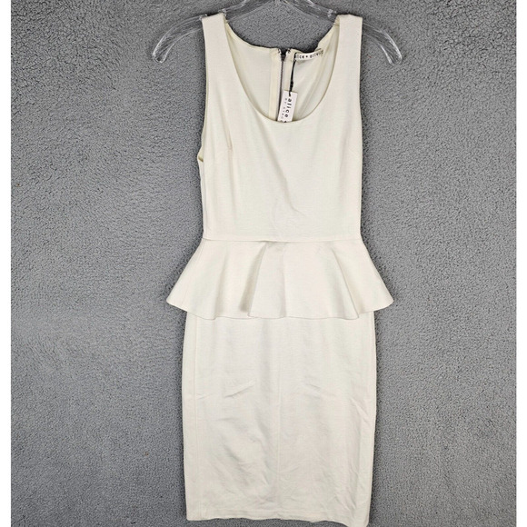 NWT $330 ALICE + OLIVIA Peplum Moira Off White Dress Size 0 - Picture 1 of 11